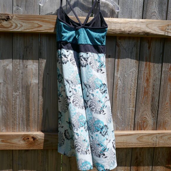 Soybu Women's Athletic Tank Dress Crossed Rear Spaghetti Strap Blue Floral Small - Picture 5 of 7